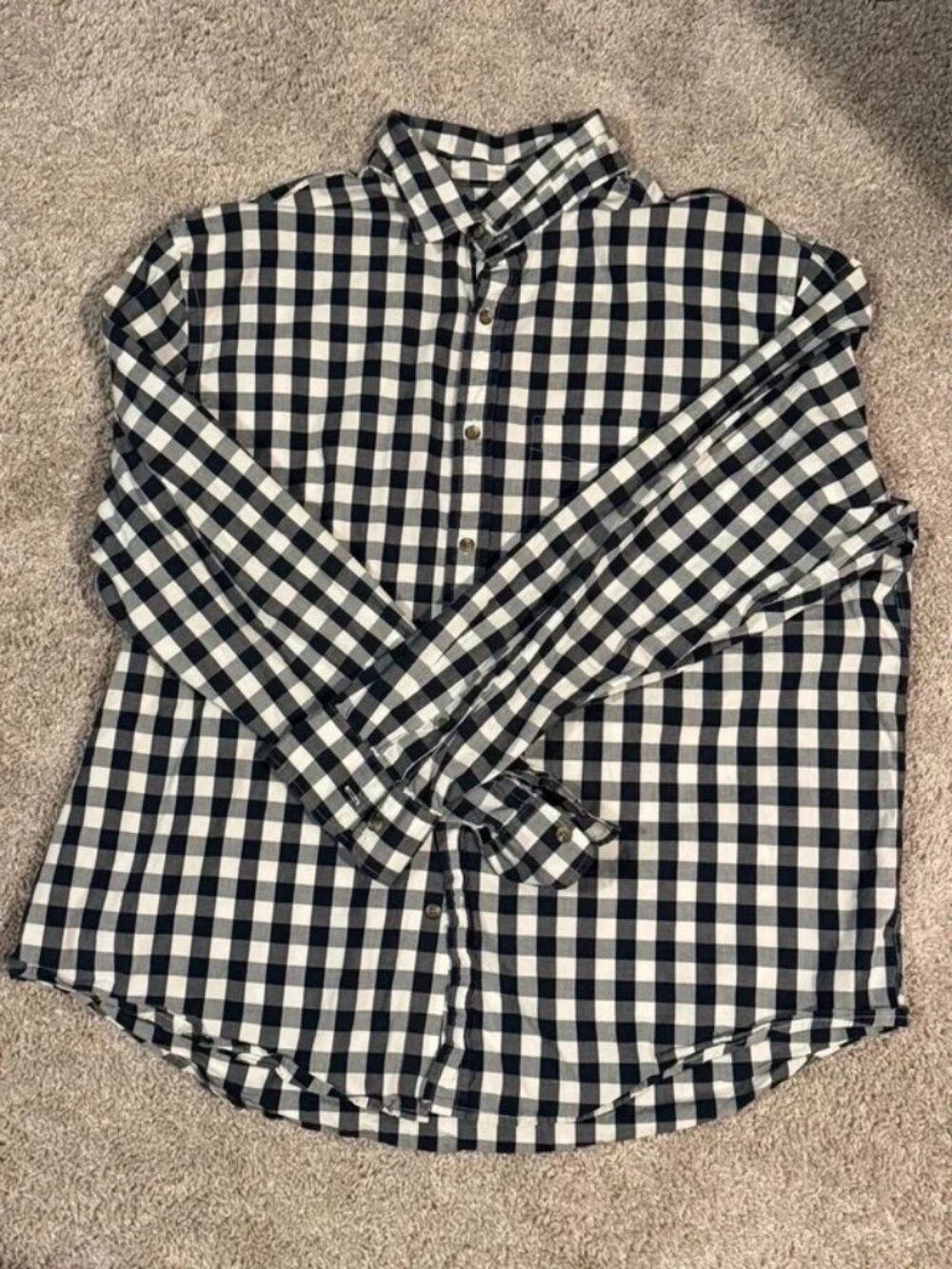 Old Navy Mens XXL Navy White Gingham Button Down Shirt Regular Fit